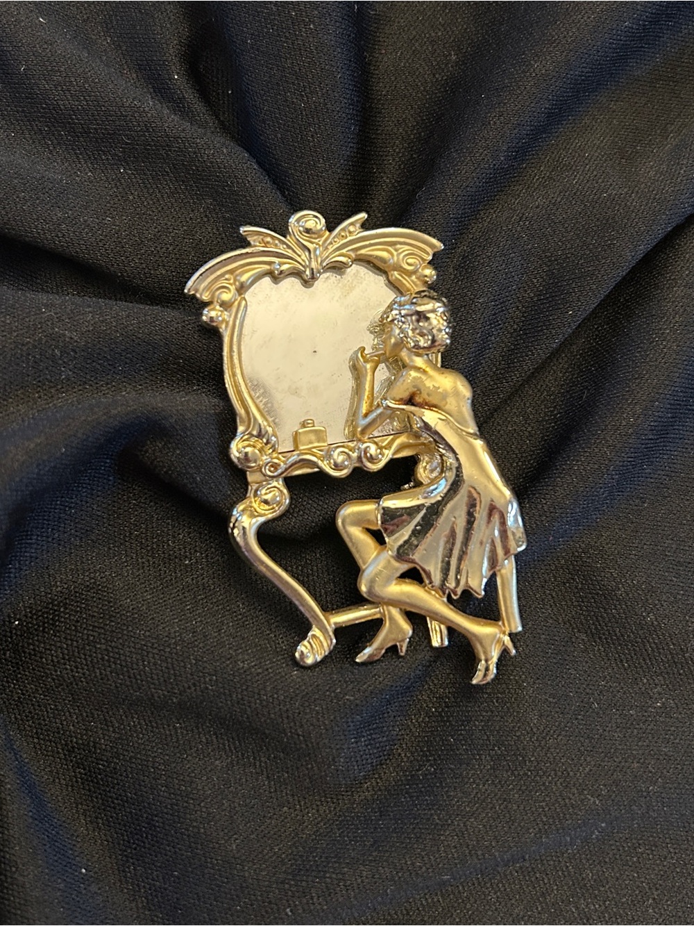 Vintage 1960s Gold AJC Signed Beautiful Girl Brooch